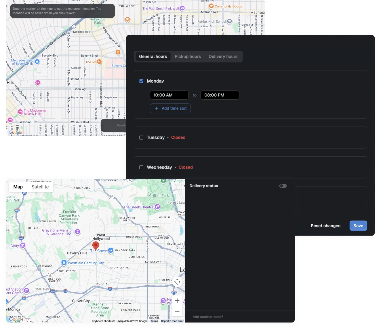 Configurează setările restaurantului