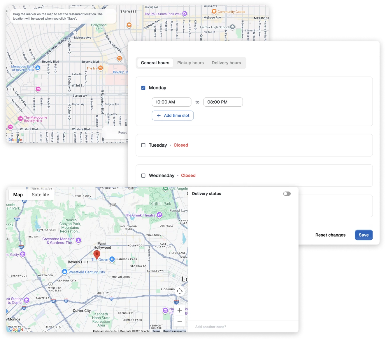 Configurează setările restaurantului